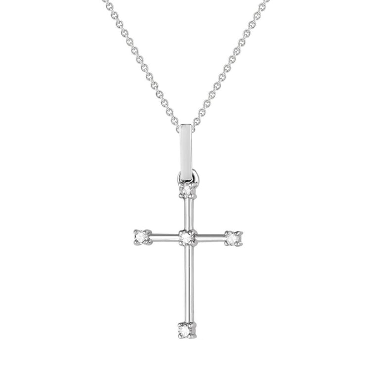 Zlatý křížek s bílými safíry Leandro