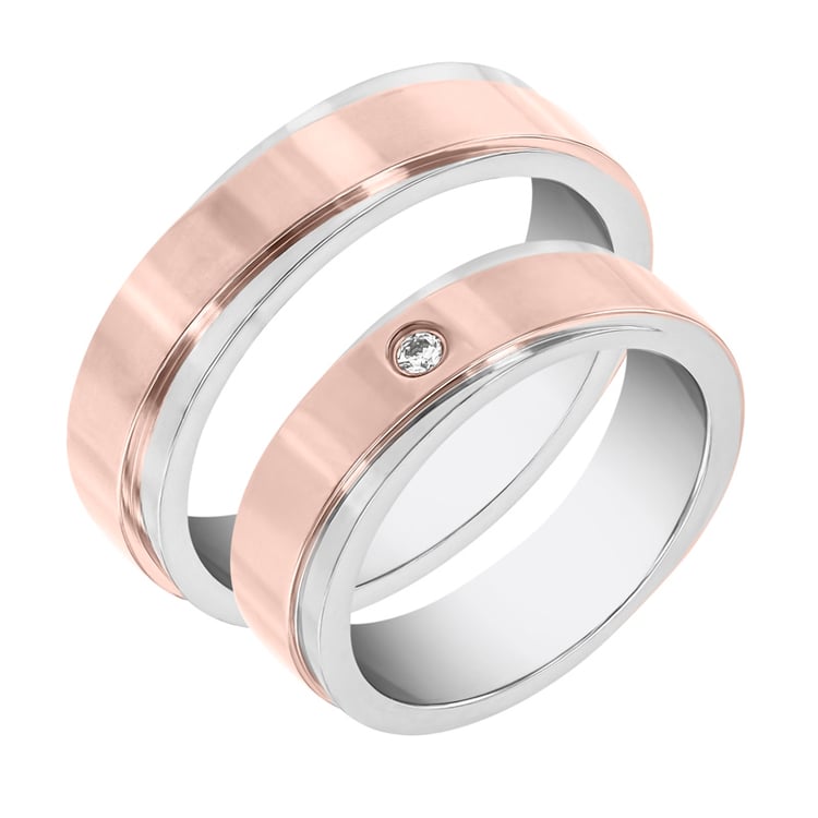 Zlaté snubní prsteny s diamantem