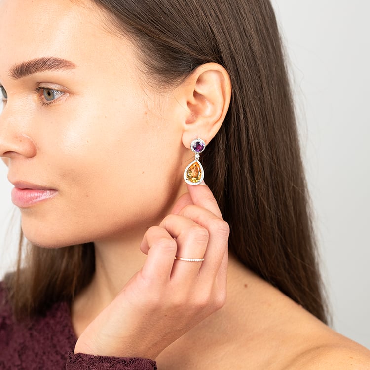 Náušnice s citríny a ametysty Mahal 146960