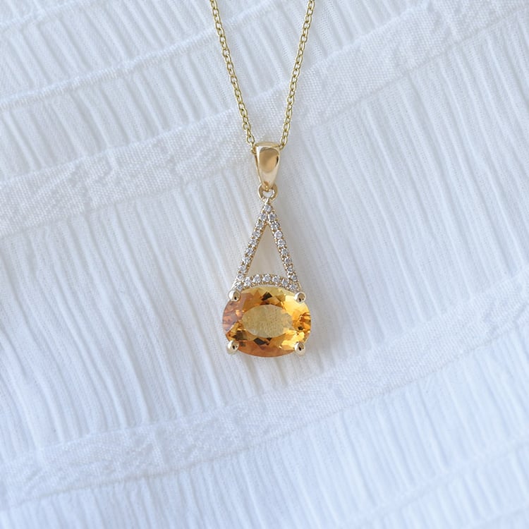 Zlatý náhrdelník s citrínem 70896