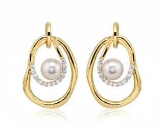 Stříbrné perlové náušnice s bílými topazy Frida