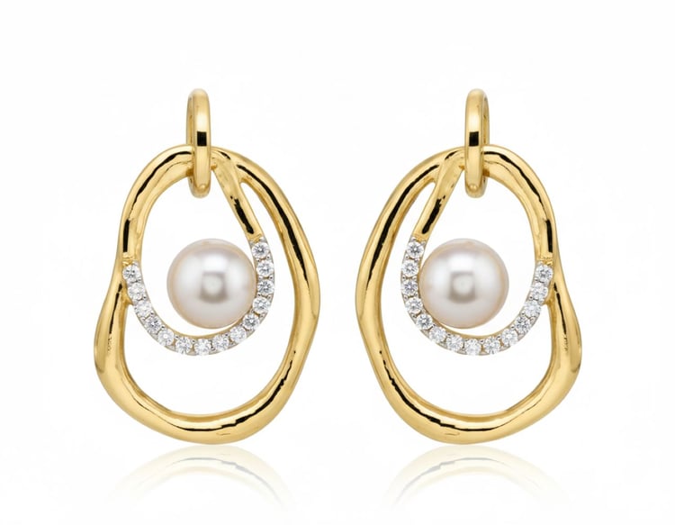 Stříbrné perlové náušnice s bílými topazy