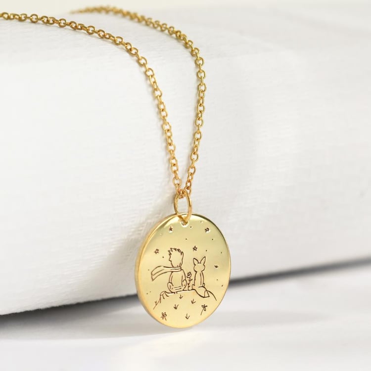 Stříbrný přívěsek Malý princ s liškou a gravírem 157489