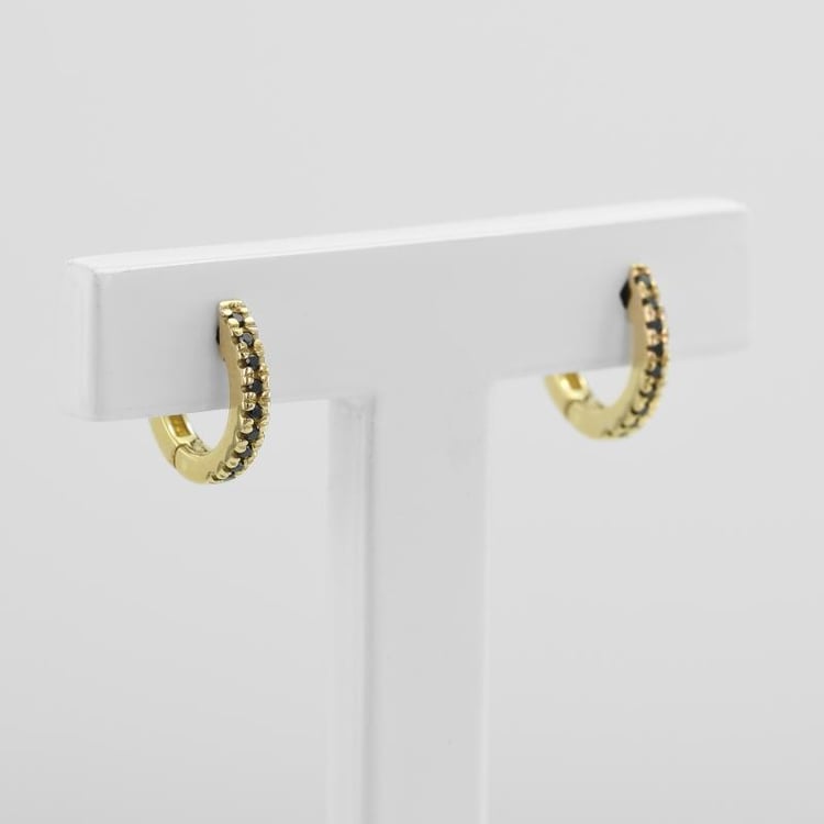 Černé diamanty v kruhových náušnicích ze žlutého zlata 51062