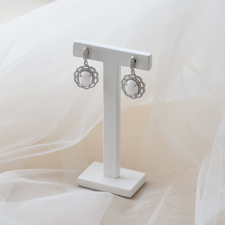 Stříbrné náušnice s opály a zirkony 71176