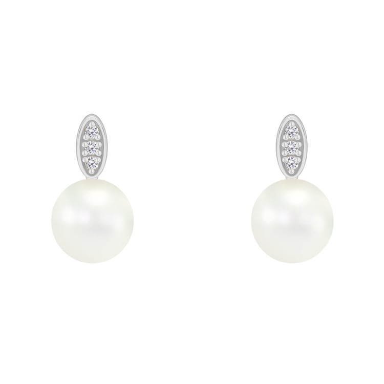 Perlové náušnice s diamanty ze zlata