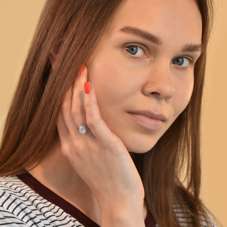 Prsten s moissanitem a lab-grown diamanty Arya 105578