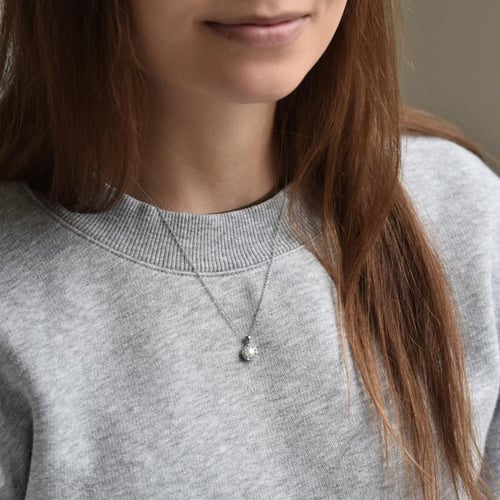 Stříbrná perlová sada náušnic a náhrdelníku s diamanty Kamila