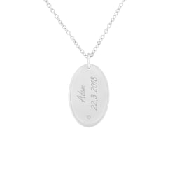 Platinový oválný přívěsek s diamantem a gravírem Velma