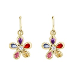 Zlaté dětské náušnice s barevnou kytičkou Poppy