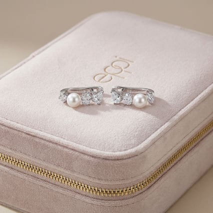 Perlové náušnice ze stříbra a zirkony Karmin