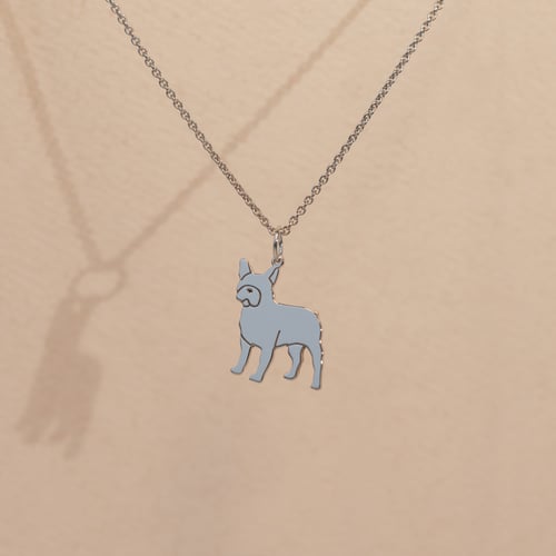 Stříbrný přívěsek ve tvaru psa s gravírem French Bulldog