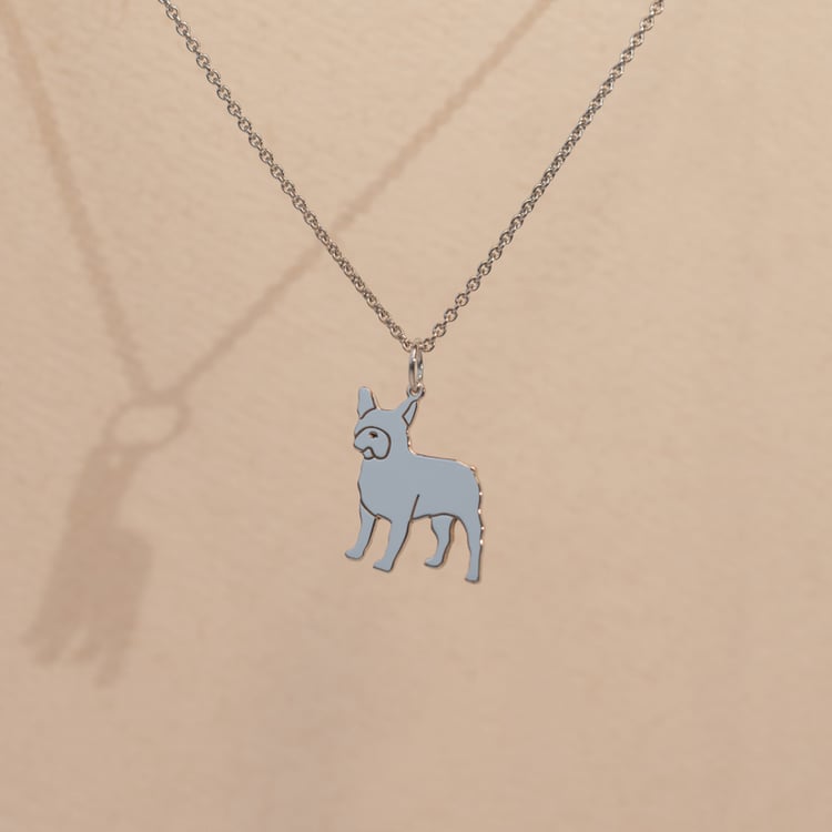 Stříbrný přívěsek ve tvaru psa s gravírem French Bulldog 98639