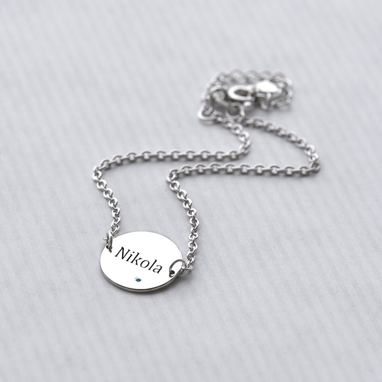 Stříbrný náramek s modrým diamantem a s gravírem dle vaší volby Shalek 121374