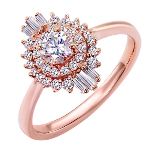 Zlatý prsten s moissanitem a lab-grown diamanty Deizy
