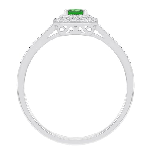 Zlatý prsten s emerald tsavorit granátem a diamanty Kanie