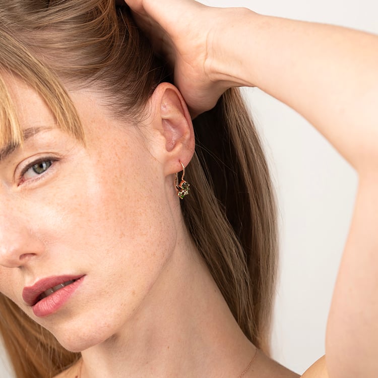 Cluster náušnice s vltavíny, safíry a diamanty Gita 146947