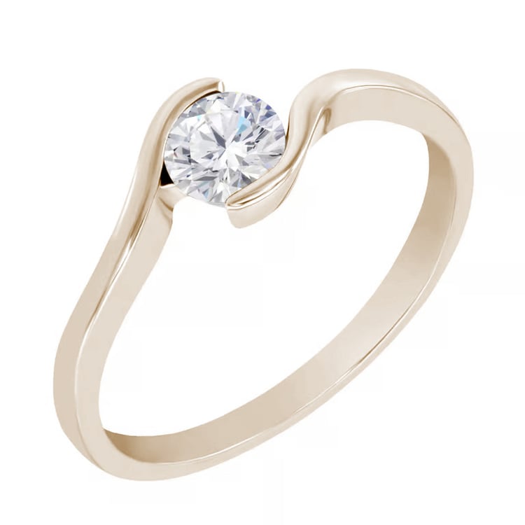 Zásnubní prsten ze zlata v oříškové barvě s lab-grown diamantem Saffar