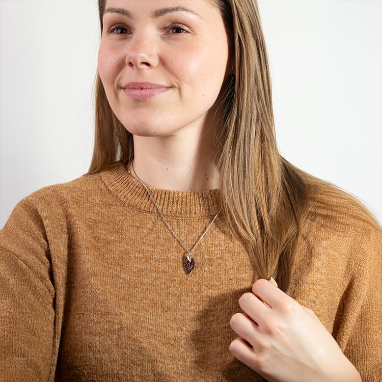 Stříbrná kolekce s jantary ve tvaru lístků Lapas 150892