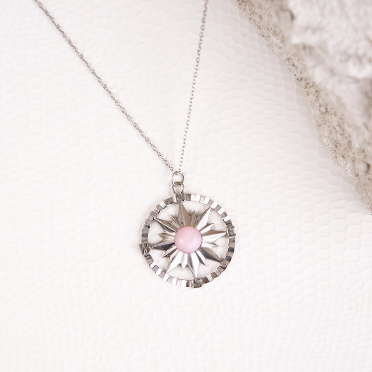 Zlatý přívěsek kompas s růžovým opálem Pinto 114571