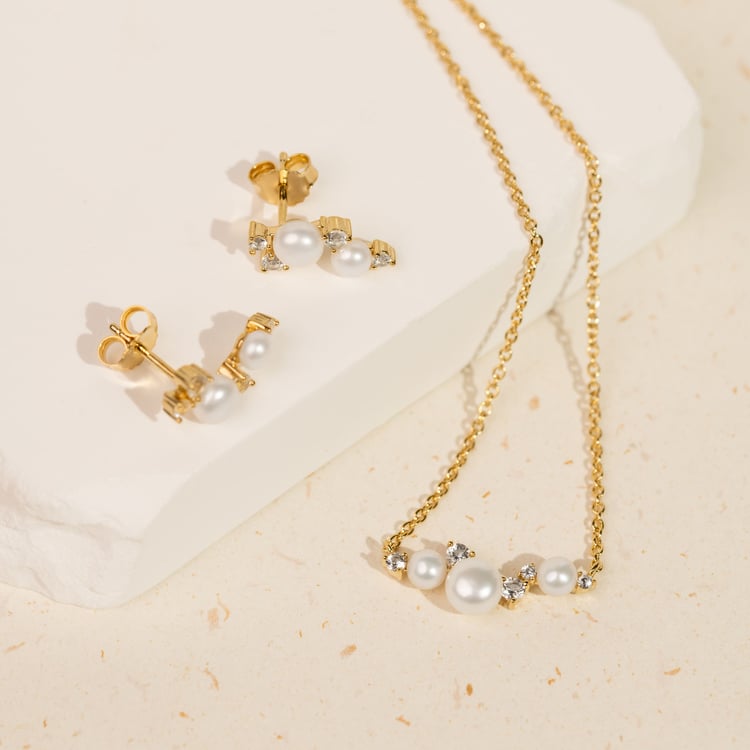 Kolekce stříbrných šperků s perlami a bílými topazy Perlie 163956