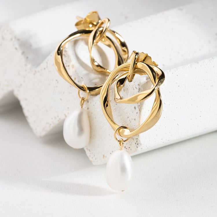 Pozlacené náušnice s perlami Ismael 147770