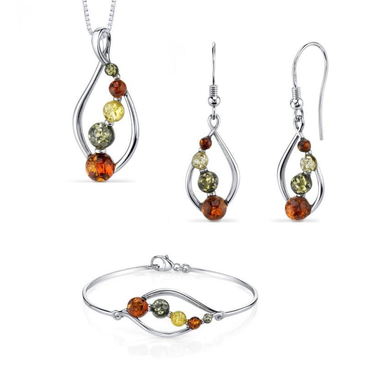 Stříbrná kolekce šperků s barevnými jantary Kailyn