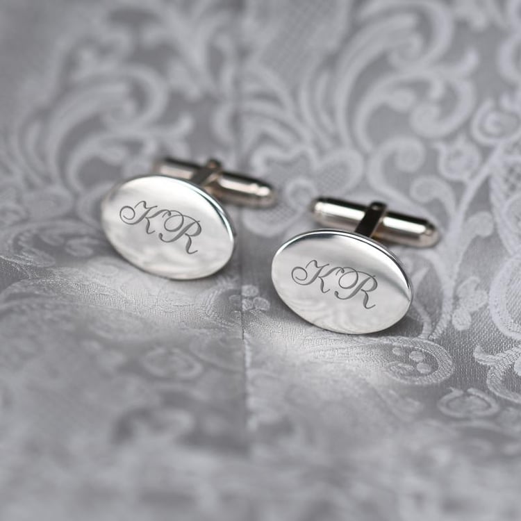 Oválné manžetové knoflíčky ze stříbra s gravírem Ryann 18241