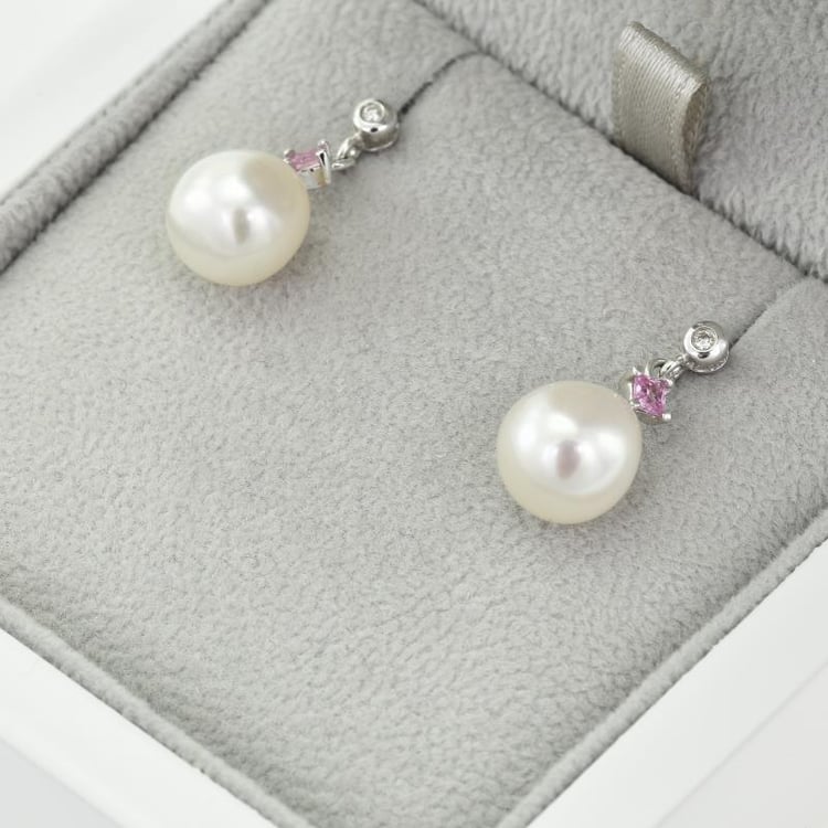 Perlové náušnice se safíry 7840