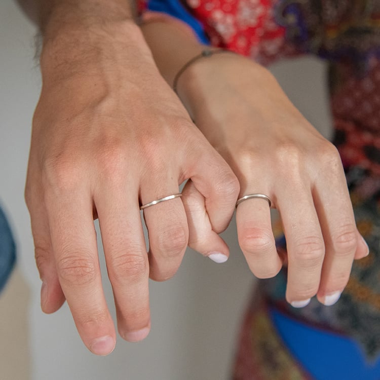 Snubní prsteny z titanu a stříbra Amrit 108528