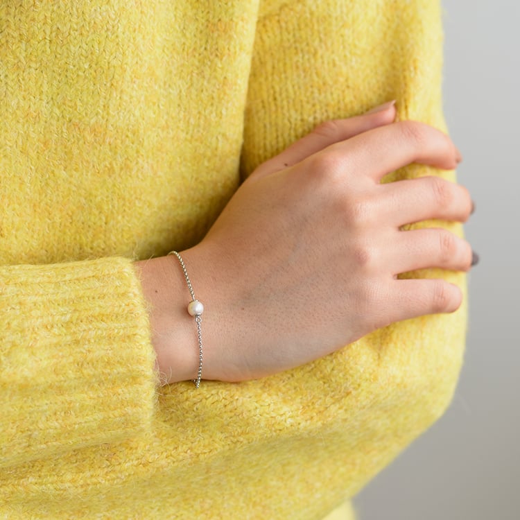 Stříbrný náramek s perlou Ceylon 58291