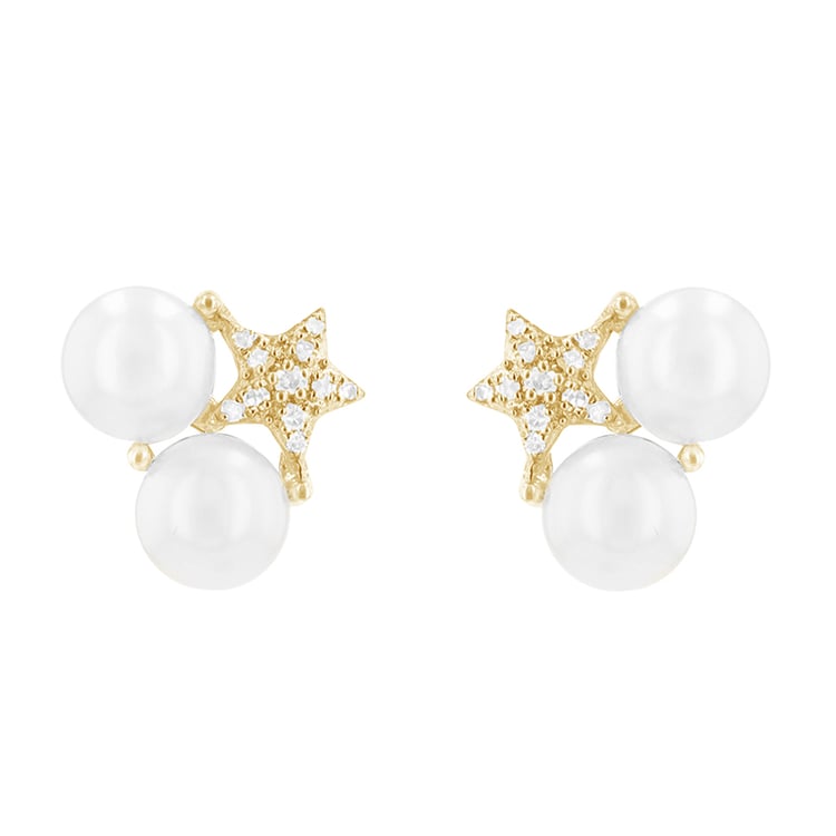 Perlové náušnice s diamantovou hvězdou