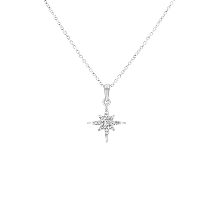 Náhrdelník ve tvaru diamantové hvězdy z bílého zlata 80558