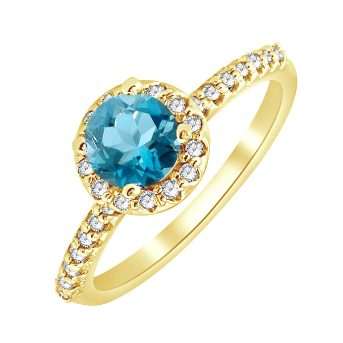 Zlatý prsten s topazem a diamanty 79247