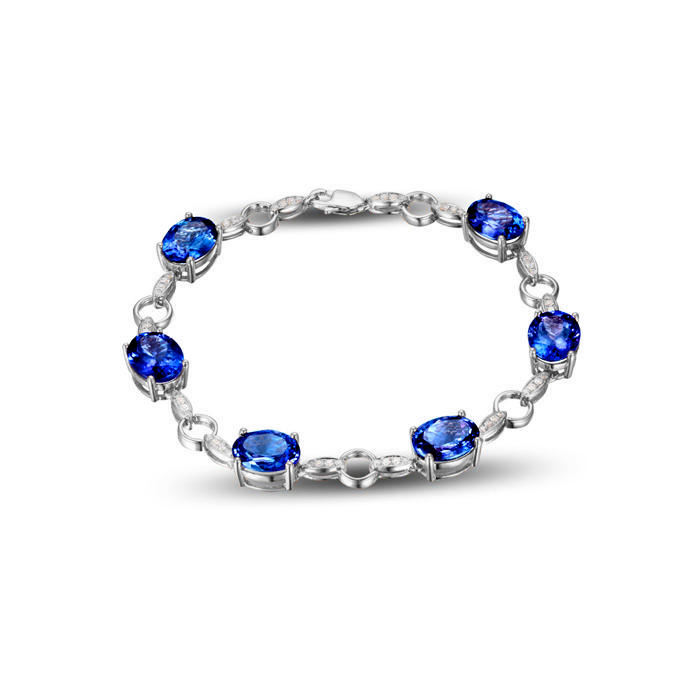 Náramek z tanzanitů a diamantů 88329