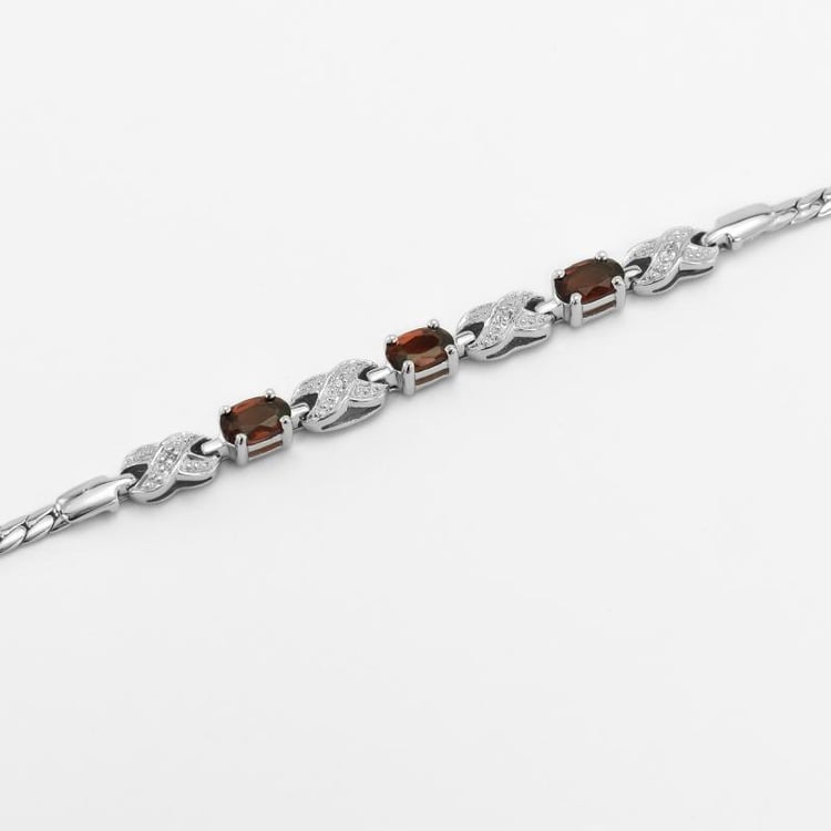 Stříbrný náramek s granáty a zirkony 39819