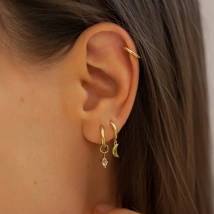 Stříbrné kruhové náušnice 2v1 s bílými topazy Savitri