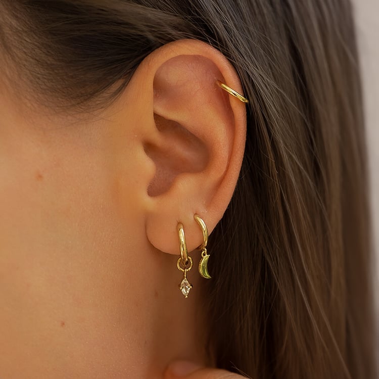 Stříbrné kruhové náušnice 2v1 s bílými topazy Savitri 144367