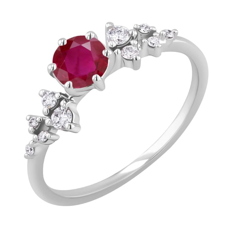 Zásnubní prsten s rubínem a diamanty Olha