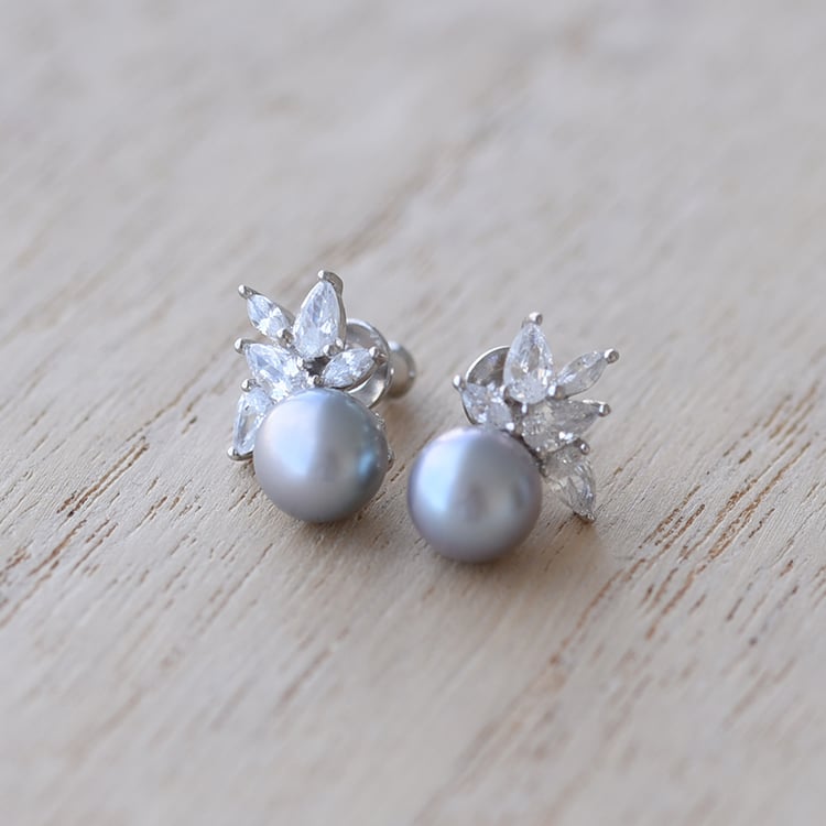 Náušnice s perlami a zirkony 61334