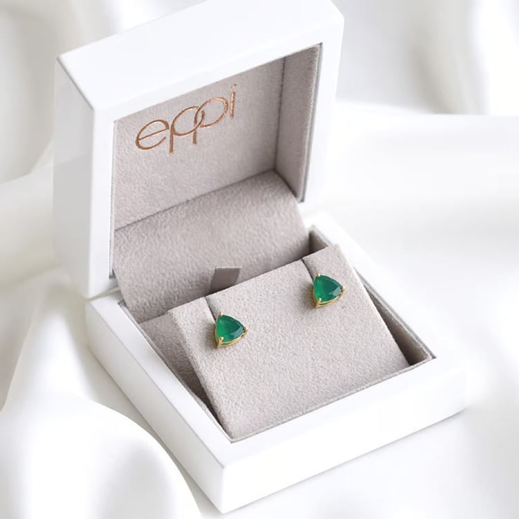 Náušnice ze stříbra se zelenými acháty 163774