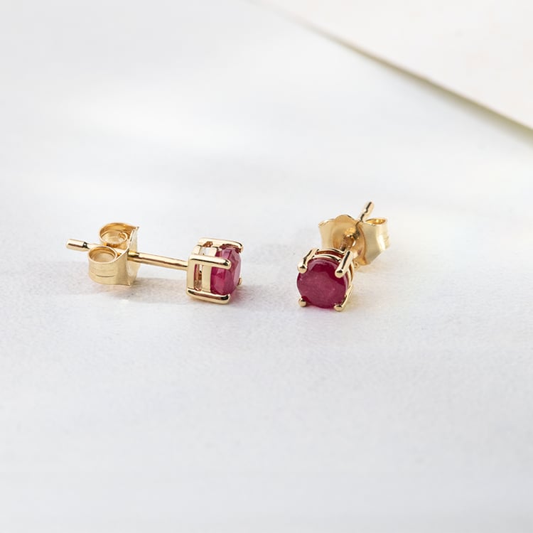 Stříbrné náušnice s rubíny s výběrem velikosti Franci 147732