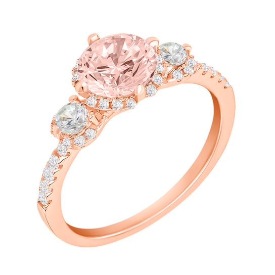 Zlatý zásnubní prsten s morganitem