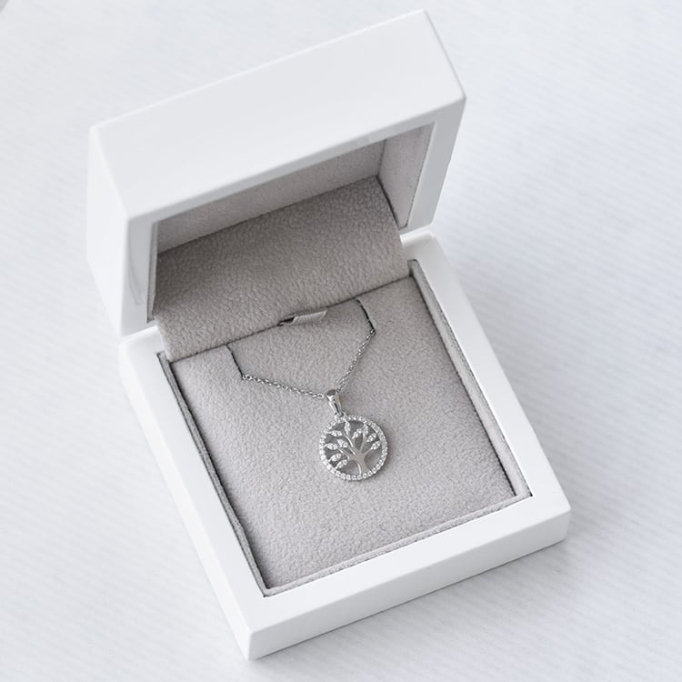 Stříbrný strom života s lab-grown diamanty Elmer 104387