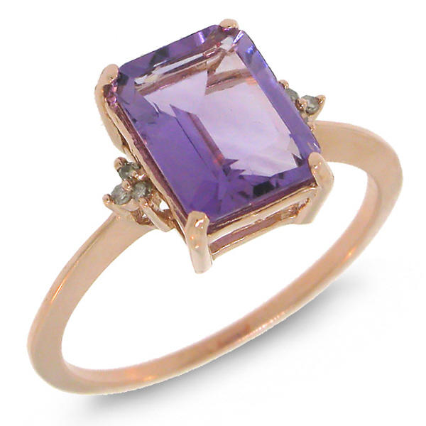 Zlatý prsten s ametystem a diamanty