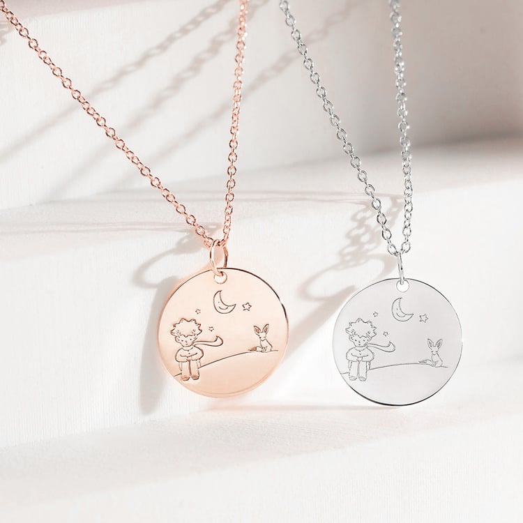 Zlatý přívěsek Malý princ s liškou a gravírem 157471