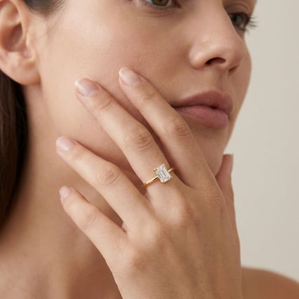 Rozvodový prsten s emerald lab-grown diamantem Olson