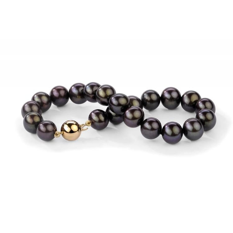 Zlatý náramek s černými perlami Edris 24586