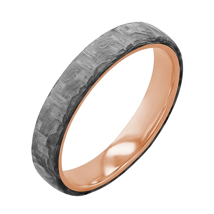 Mírně zaoblené snubní prsteny z karbonu a zlata s diamanty Otis 125174