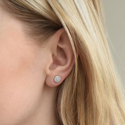 Stříbrné peckové náušnice s lab-grown diamanty Cornelia